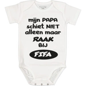 Romper Mijn papa schiet niet alleen maar raak bij FIFA. verkrijgbaar in 5 maten. HB-Webshop.com is een onderdeel van HB-Creations uit Rijen en Tilburg.